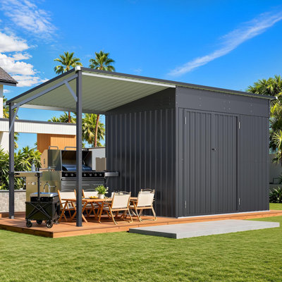 ◆OSOYA◆ AECOJOY 14X6 Outdoor Open-Sided Metal Storage Shed & Reviews | Wayfair
